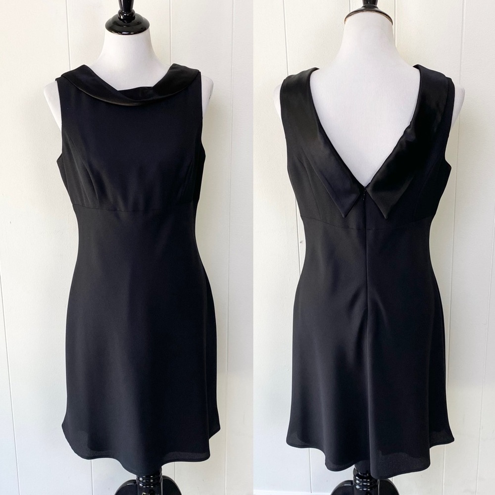 VTG Ann Taylor Loft size‎ 10 black cowl neck sleeveless dress knee length A-Line